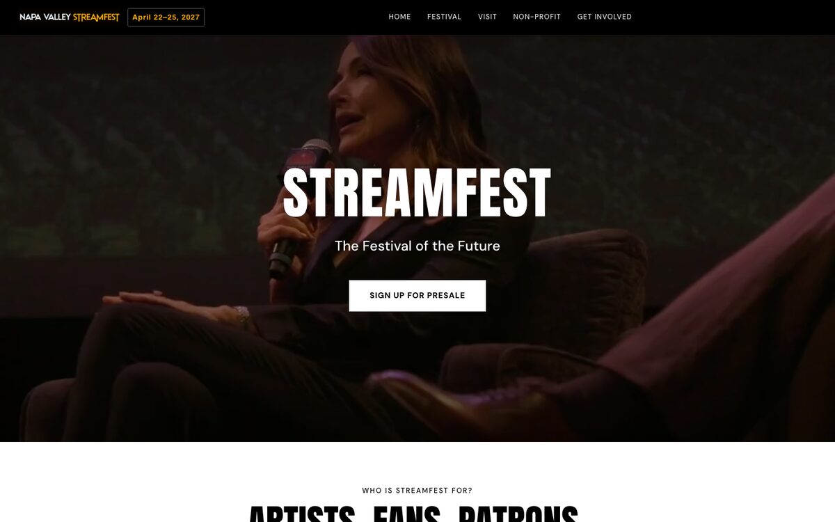 Screenshot of Napa Valley Stream Fest