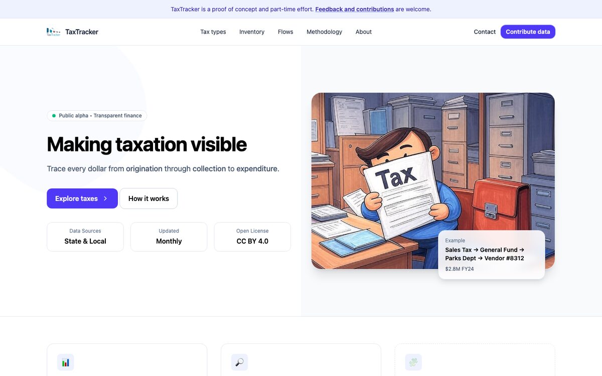 Screenshot of TaxTracker.org